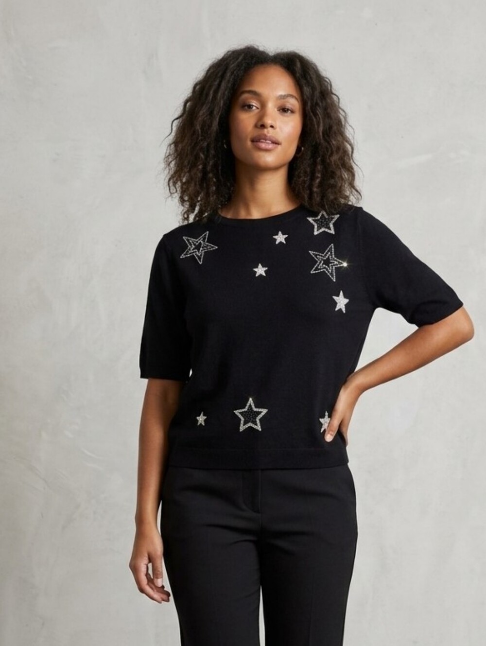Star-Embellished Sequin Top